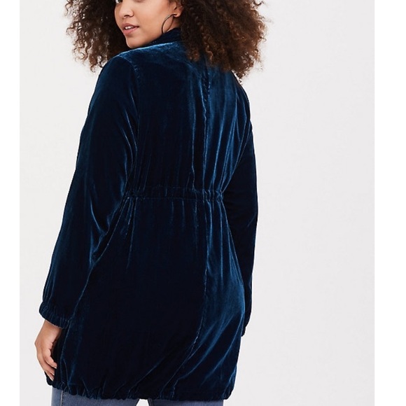TORRID blue velvet anorak jacket, NWT - Picture 3 of 6